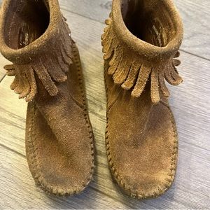 Minnetonka Toddler Fringe Brown Moccasin Boots